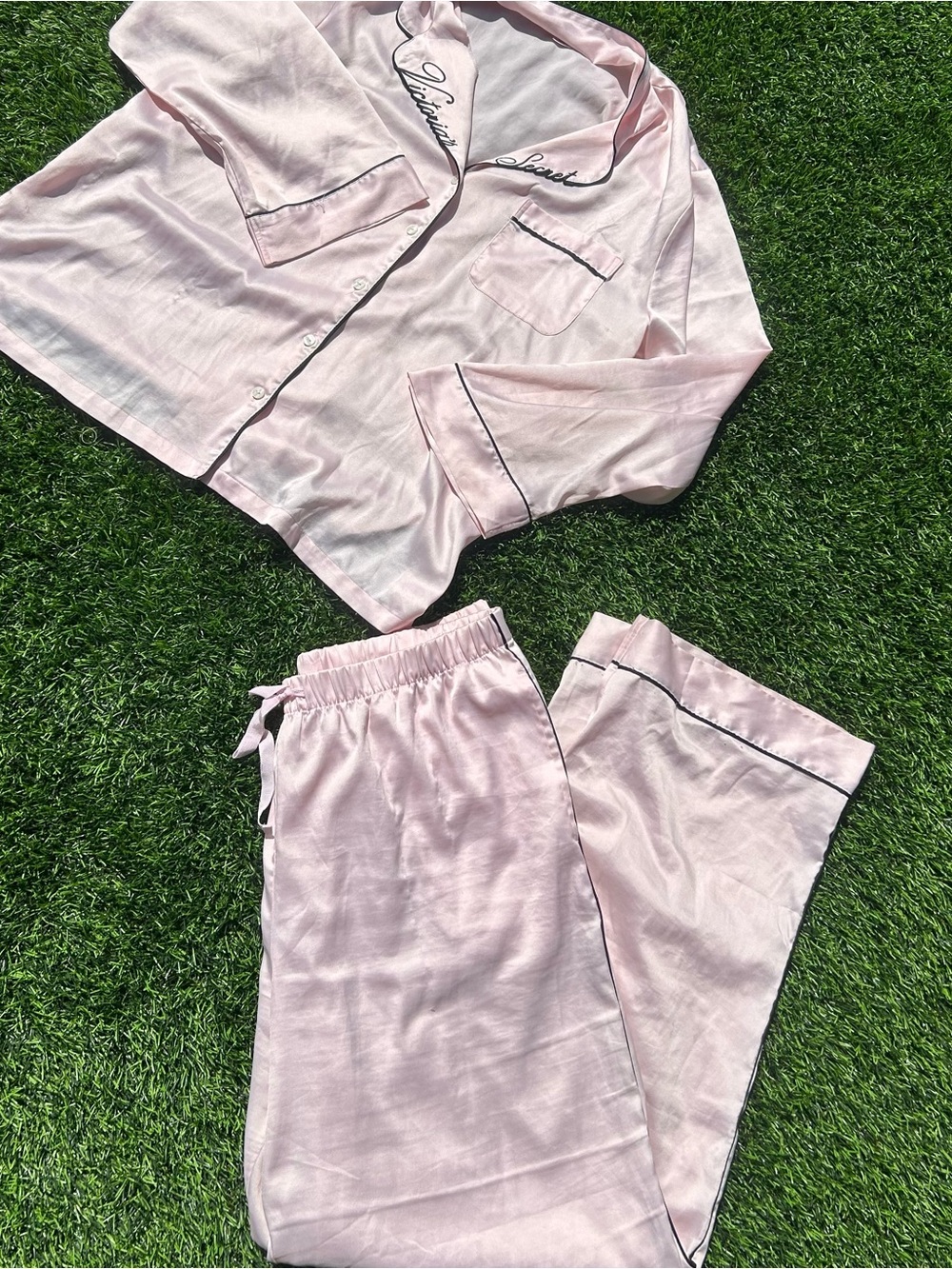 Victoria Secret light pink and black pj set